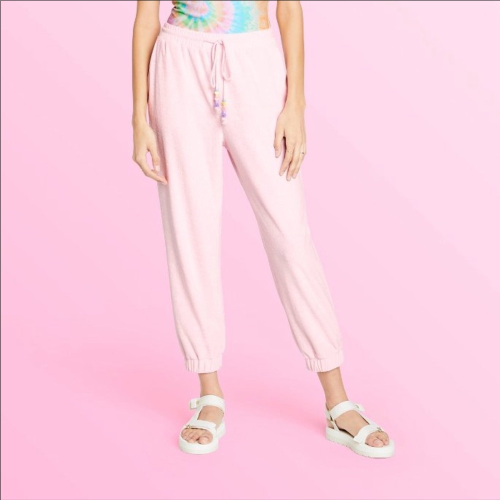 stoney clover lane pink terry cloth jogger sweatpants